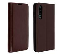 Étui Huawei P30 Housse Folio Cuir Support Vidéo marron