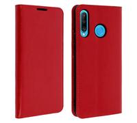 Etui Huawei P30 Lite Housse Folio Cuir Support Vidéo Rouge