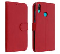 Coque et étui téléphone mobile Avizar Etui Huawei Y7 2019 Espace de rangements Fonction Stand Flip Book Cover Rouge