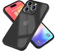 Étui hybride mat NALIA pour iPhone 16 Pro Max, dos acrylique anti-traces de doigts, couverture semi-transparente noire