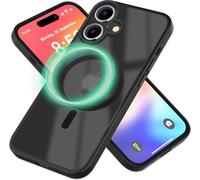 Étui hybride NALIA Matte MagSafe pour iPhone 16, dos acrylique anti-traces de doigts, couverture semi-transparente noire