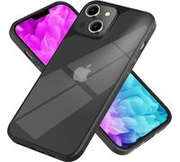 Étui hybride pour iPhone 14 - Couverture acrylique claire transparente, cadre de protection en silicone noir