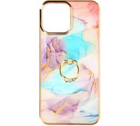 Étui hybride pour téléphone portable avec support pour anneau pour Apple iPhone 13 Pro - Rose / Bleu