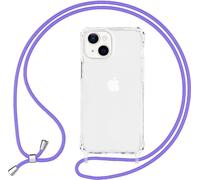 Étui hybride transparent NALIA avec chaîne pour iPhone 13, étui rigide transparent & cadre en silicone, coque de protection & cordon pour téléphone portable Violet