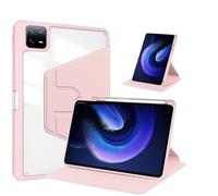 Étui Intelligent Rotatif à 360 ° adapté for Xiaomi MiPad 6 5 11 7 7s Pro 11.2 12.5 6s 12.4, Couverture arrière en Acrylique avec Porte-Crayon(Pink,Pad 5 11)