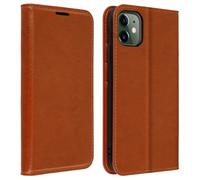 Étui Folio - AVIZAR - iPhone 11 - Cuir Véritable - Support Vidéo - Porte-cartes - Marron