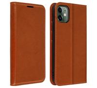 Étui iPhone 11 Folio Cuir Véritable Porte cartes Support Vidéo camel
