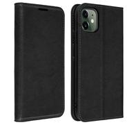 Étui iPhone 11 Folio Cuir Véritable Porte cartes Support Vidéo noir