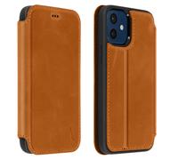 Étui iPhone 12 Mini Cuir Porte-carte Fonction Support Vidéo Akashi Marron