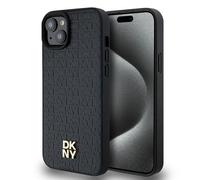 Étui DKNY pour iPhone 15 6.1 noir étui rigide Leather Pattern Metal Logo MagSafe
