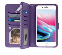 Étui Portefeuille - AVIZAR - iPhone 6/6S/7/8 Plus - Violet - Coque Amovible - Double Rabat