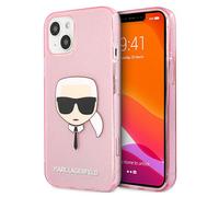 Étui Karl Lagerfeld Glitter Head pour iPhone 13 mini, rose