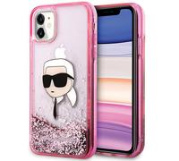 Étui Karl Lagerfeld Glitter Karl Head pour iPhone 11/XR, rose