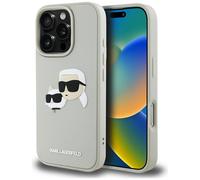 Étui Karl Lagerfeld HC 3D Rubber Double Heads pour iPhone 16 Pro beige