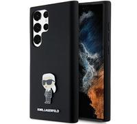 CG MOBILE Karl Lagerfeld KLHCS23LSMHKNPK Coque pour S23 Ultra S918 Noir Silicone Emblème Métal Pin