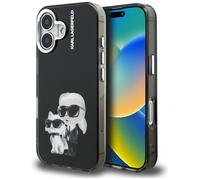 Etui Karl Lagerfeld IML Aquarelle Karl & Choupette & Logo do iPhone 16 czarny
