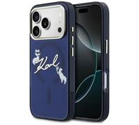 Étui Karl Lagerfeld IML Choupettes Karl Script Logo MagSafe pour iPhone 17 Pro, bleu