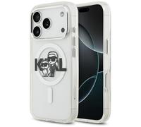 CG MOBILE Karl Lagerfeld IML Paillettes Karl & Choupette Logo Esquisse Compatible avec MagSafe Coque pour iPhone 17 Pro (transparent)