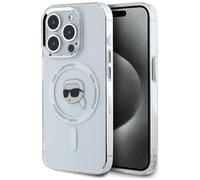 CG MOBILE Karl Lagerfeld IML Metal Karl Head Coque pour iPhone 15 Pro Max compatible avec MagSafe (blanc)