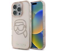 Étui Karl Lagerfeld IML Rhinestones Karl Head pour iPhone 16 Pro rose