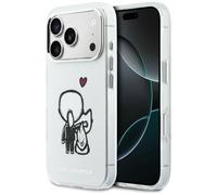 CG MOBILE Karl Lagerfeld Karl & Choupette Coque arrière compatible avec MagSafe pour iPhone 17 Pro (transparent)