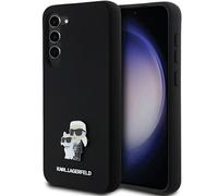 CG MOBILE Karl Lagerfeld KLHCS23MSMHKCNPK Coque pour S23+ S916 Coque Rigide Noir Silicone Karl & Choupette Metal Pin