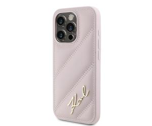 Étui Karl Lagerfeld KLHCP15LPQDSMGP iPhone 15 Pro 6.1 rose hardcase Diagonal Quilted Script