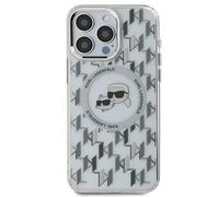 Étui Karl Lagerfeld KLHMP15SHMCKMHT iPhone 15 6.1 transparent étui rigide IML Monogram Karl&Choupette Head MagSafe