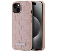 Étui Karl Lagerfeld Leather Monogram Metal Logo MagSafe do iPhone 15 rose
