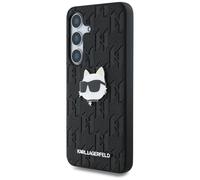 Étui Karl Lagerfeld Leather Monogram Pin Logo Choupette Head pour Samsung Galaxy S25 noir
