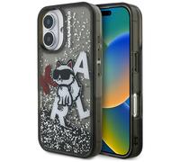 Etui Karl Lagerfeld Liquid Glitter Choupette Logo do iPhone 16 czarny