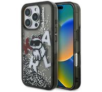 Etui Karl Lagerfeld Liquid Glitter Choupette Logo do iPhone 16 Pro czarny