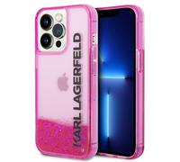 Étui Karl Lagerfeld Liquid Glitter Elong pour iPhone 14 Pro, rose