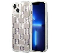 Étui Karl Lagerfeld Liquid Glitter Monogram pour iPhone 14, argenté