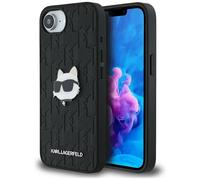 Étui Karl Lagerfeld Monogram Choupette Head Pin pour iPhone 16e noir