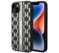 Coque iPhone 14 Plus Karl Lagerfeld à rayures monogrammées grises