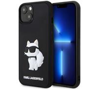 Étui Karl Lagerfeld pour iPhone 14 / 15 / 13 6.1 noir étui rigide Rubber Choupette 3D