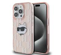 Étui Karl Lagerfeld pour iPhone 14 Pro 6.1 rose étui rigide IML Choupette Head & Monogram