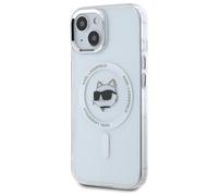 Étui Karl Lagerfeld pour iPhone 15 6.1 blanc étui rigide IML Metal Choupette Head MagSafe