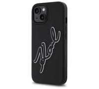 Étui Karl Lagerfeld pour iPhone 15 6.1 noir étui rigide 3D Rubber Signature