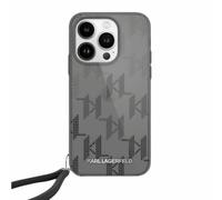 Étui Karl Lagerfeld pour iPhone 15 6.1 noir étui rigide IML Mono KL Pattern & Cord