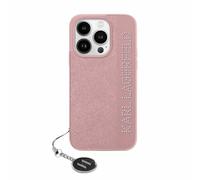 Étui Karl Lagerfeld pour iPhone 15 6.1 rose étui rigide Saffiano Rhinestones & Charm