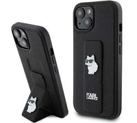 Étui Karl Lagerfeld pour iPhone 15 Plus 6.7 noir étui rigide Gripstand Saffiano Choupette Pins