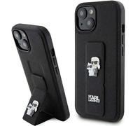 Étui Karl Lagerfeld pour iPhone 15 Plus 6.7 noir étui rigide Gripstand Saffiano Karl&Choupette Pins