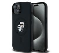 Silicone Karl & Choupette MagSafe - Coque pour iPhone 15 Plus / 14 Plus (Noir)