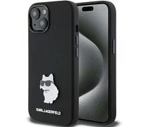 Étui Karl Lagerfeld pour iPhone 15 Plus 6.7 noir Silicone Choupette Metal Pin