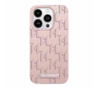 Étui Karl Lagerfeld pour iPhone 15 Pro 6.1 étui rigide rose Leather Monogram Metal Logo