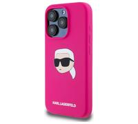 Étui Karl Lagerfeld pour iPhone 15 Pro 6.1 fuchsia étui rigide Silicone Karl Head Print MagSafe