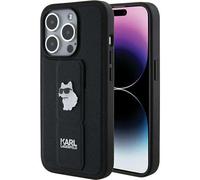 Étui Karl Lagerfeld pour iPhone 15 Pro 6.1 noir étui rigide Gripstand Saffiano Choupette Pins