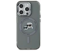 Étui Karl Lagerfeld pour iPhone 15 Pro 6.1 noir étui rigide IML Metal Karl&Choupette Head MagSafe